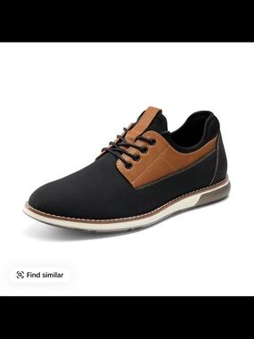 Men's Black and Brown Casual Derby Lace-Up Shoes
